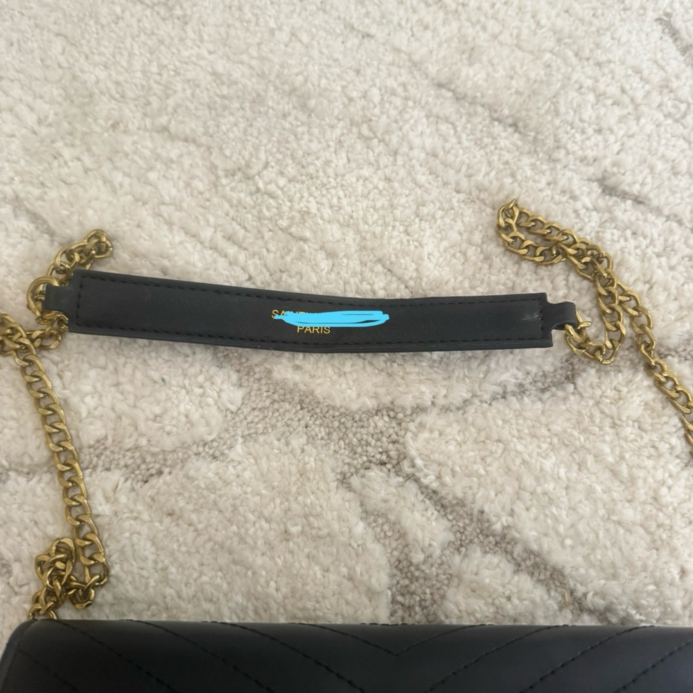 Black Chevron Quilted Leather wallet on chain - Picture 2 of 7